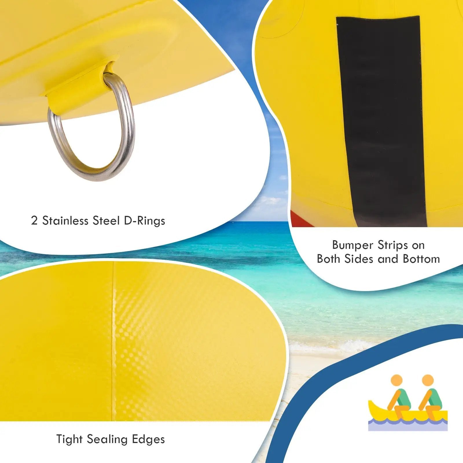 3-Person Inflatable Banana Boat with Electric Air Pump Carrying Bag and Repair Kit by DirectDeals