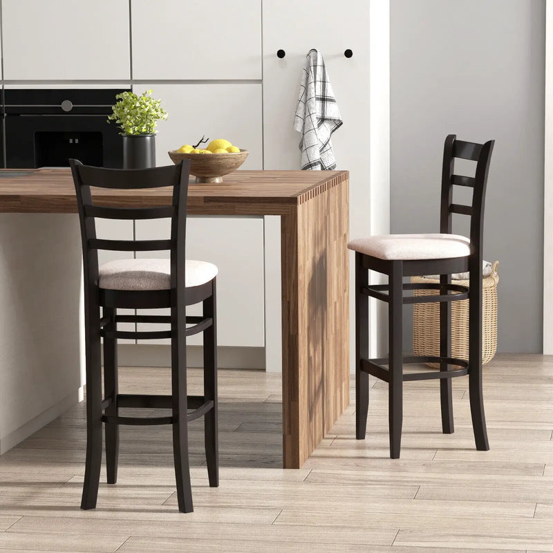 Bar Chairs with Ergonomic Backrest and Comfy Footrest and Soft Padded Seat by DirectDeals