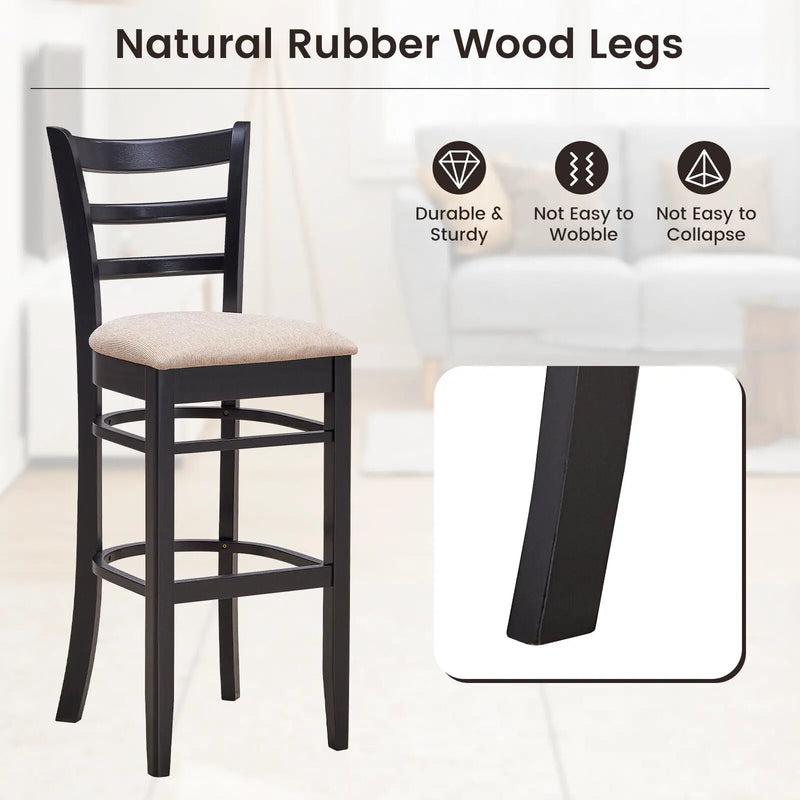 Bar Chairs with Ergonomic Backrest and Comfy Footrest and Soft Padded Seat by DirectDeals