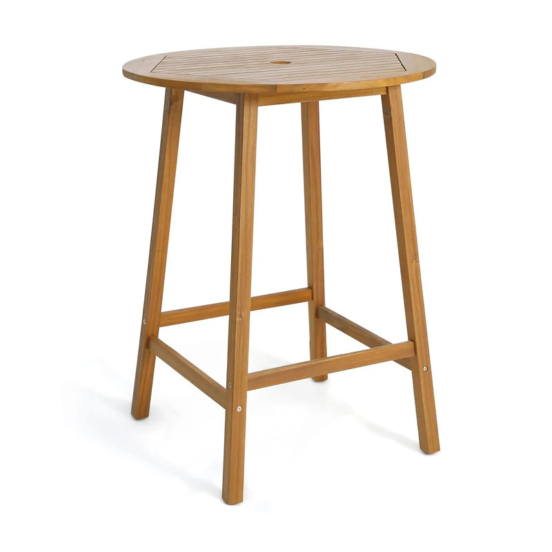 Bar Height Table with Umbrella Hole and Slatted Tabletop for Outdoors by DirectDeals