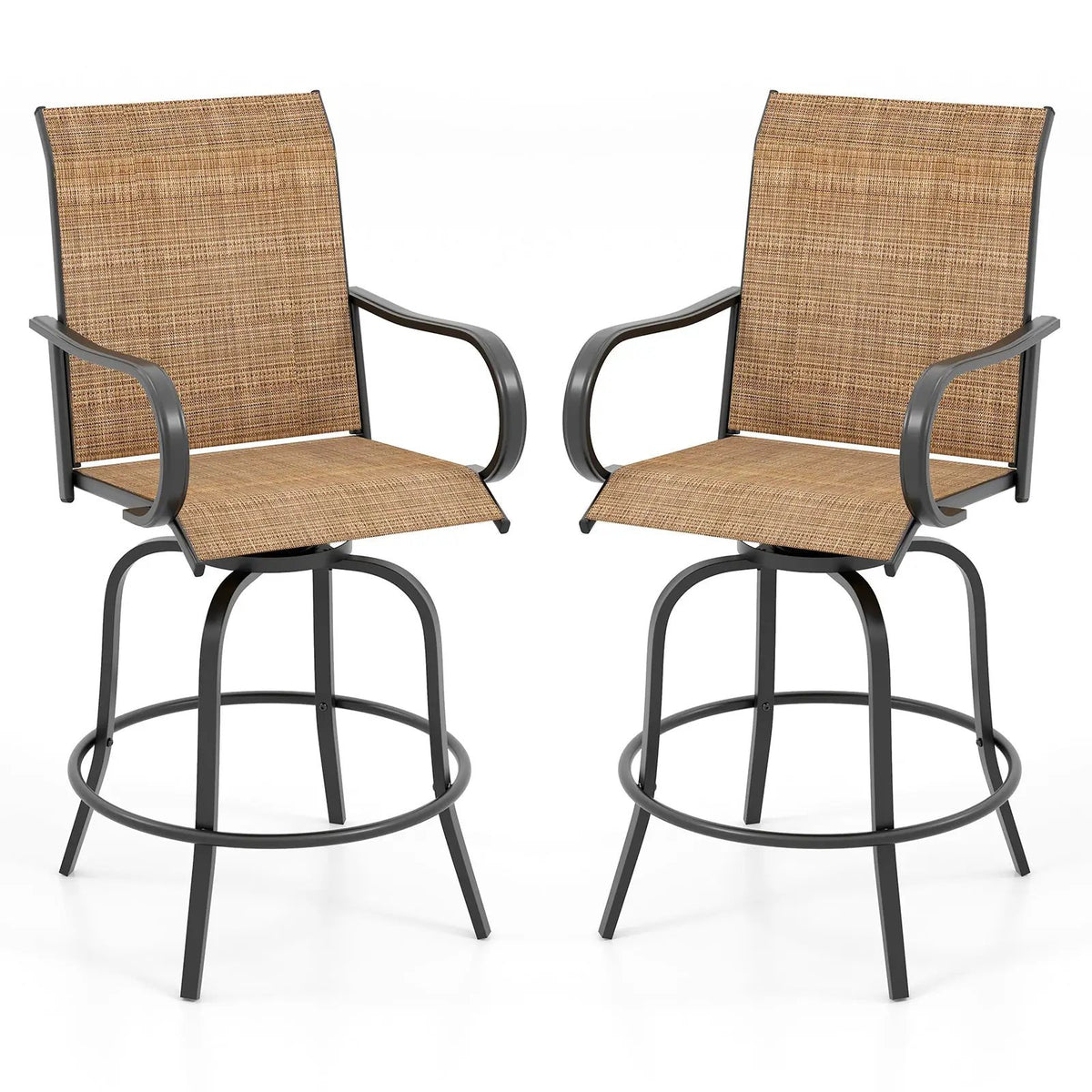 2 Pieces 360 Rotating Bar Stool Set with Armrests for Patio, photo 9 of 32