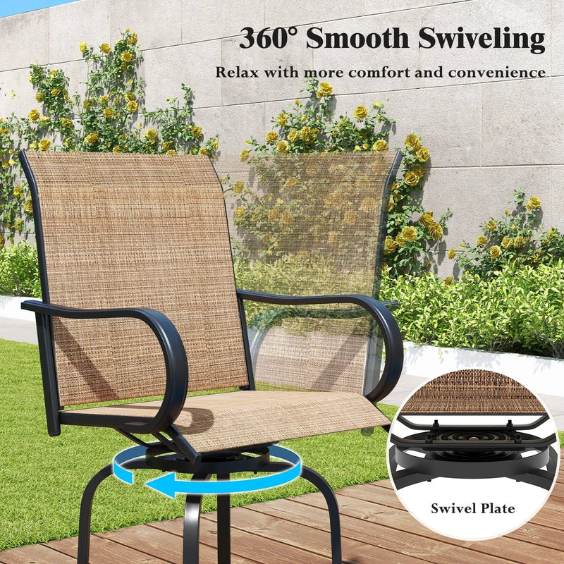 2 Pieces 360 Rotating Bar Stool Set with Armrests for Patio by DirectDeals