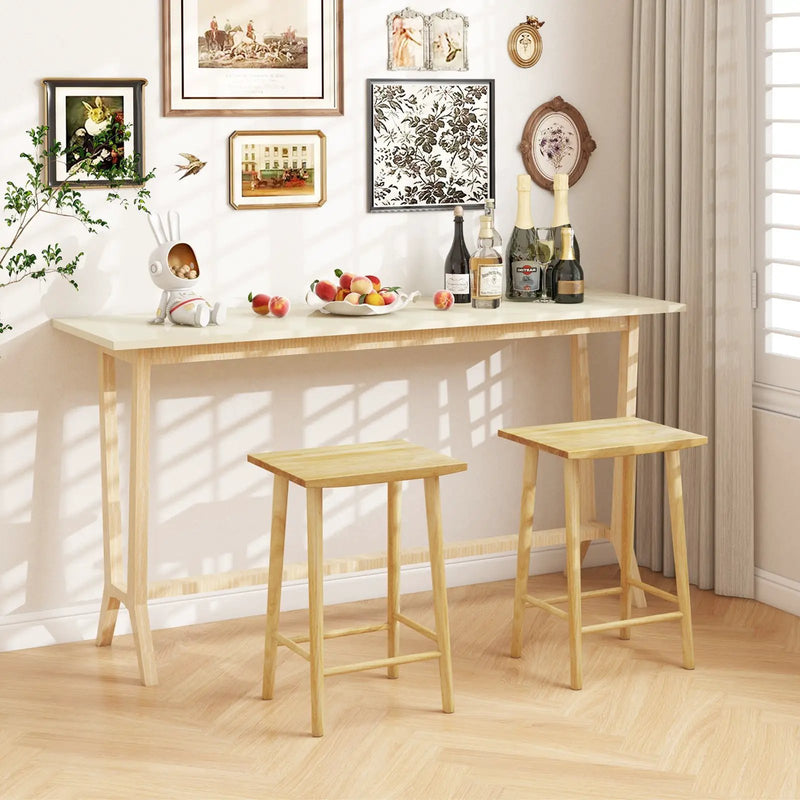 25.5 Inch Bar Stools Set of 2 with Footrest-Natural by DirectDeals