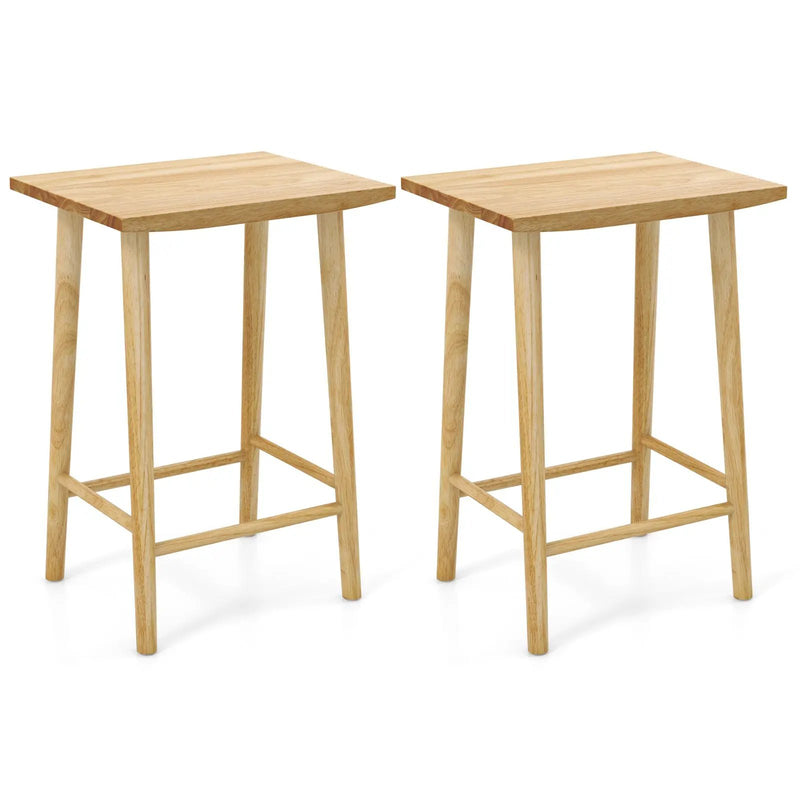 25.5 Inch Bar Stools Set of 2 with Footrest-Natural by DirectDeals
