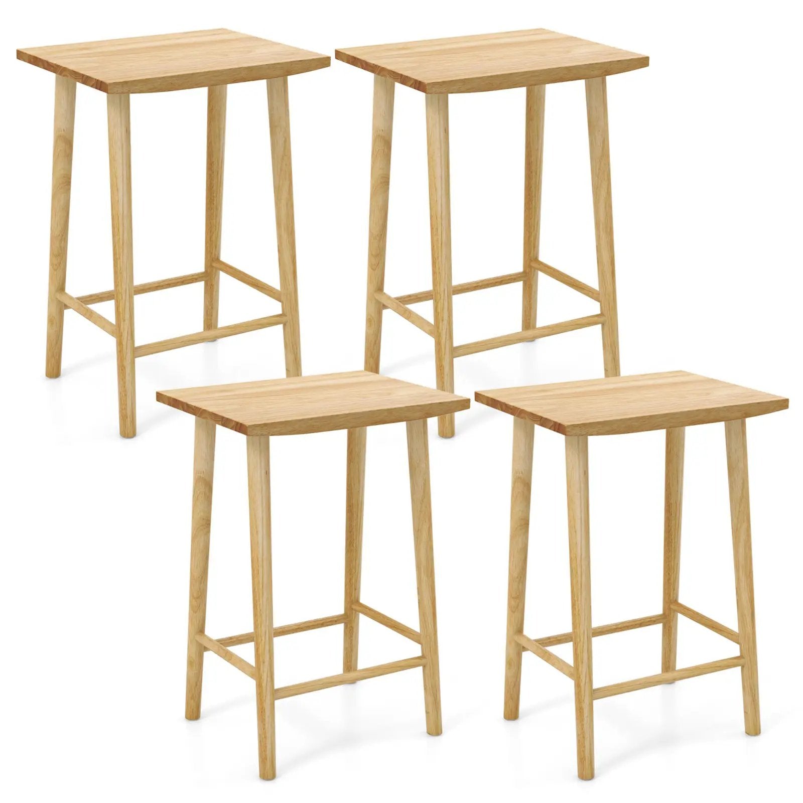 25.5 Inch Bar Stools Set of 2 with Footrest-Natural by DirectDeals