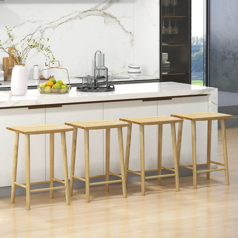 25.5 Inch Bar Stools Set of 2 with Footrest-Natural by DirectDeals