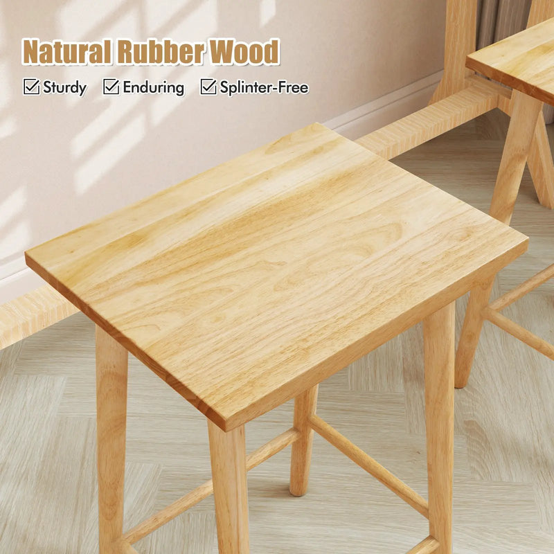 25.5 Inch Bar Stools Set of 2 with Footrest-Natural by DirectDeals