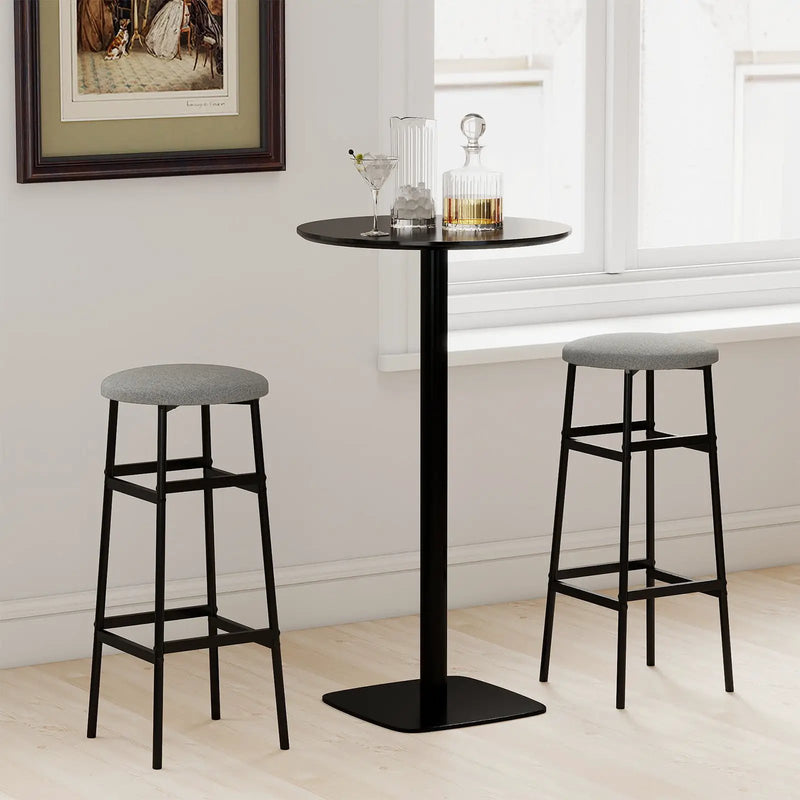 Bar Stools Set of 2 with Sturdy Metal Frame and Footrest by DirectDeals
