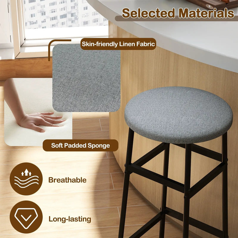 Bar Stools Set of 2 with Sturdy Metal Frame and Footrest by DirectDeals