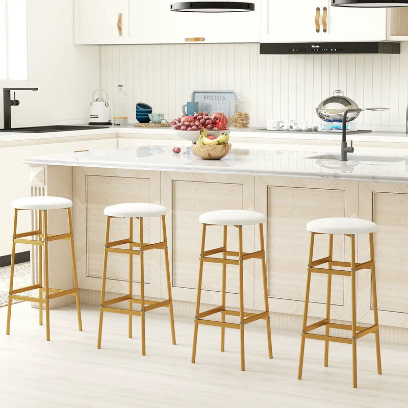 Bar Stools Set of 2 with Sturdy Metal Frame and Footrest by DirectDeals