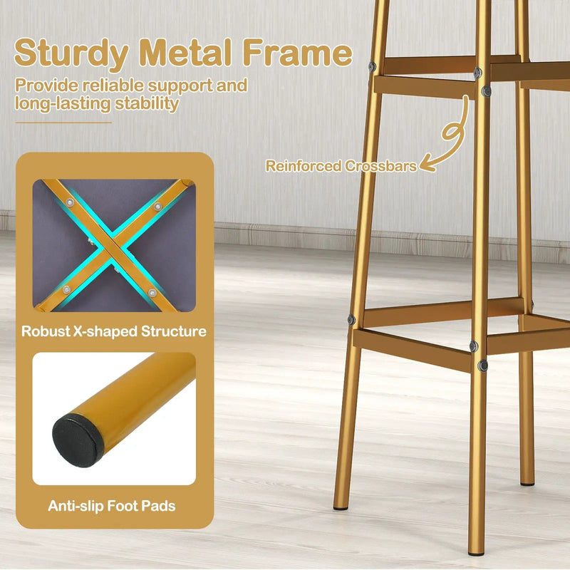Bar Stools Set of 2 with Sturdy Metal Frame and Footrest by DirectDeals