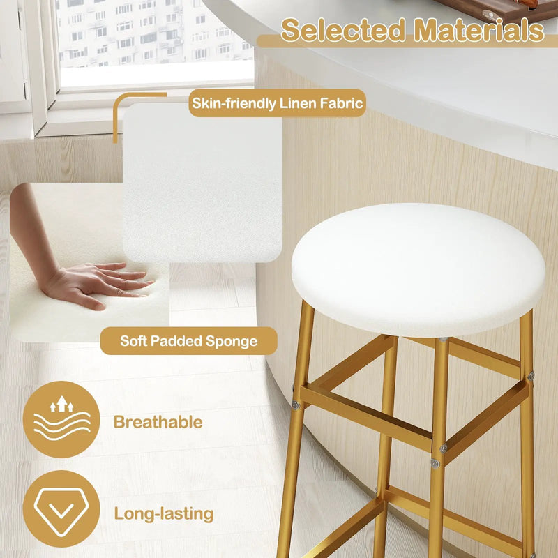 Bar Stools Set of 2 with Sturdy Metal Frame and Footrest by DirectDeals