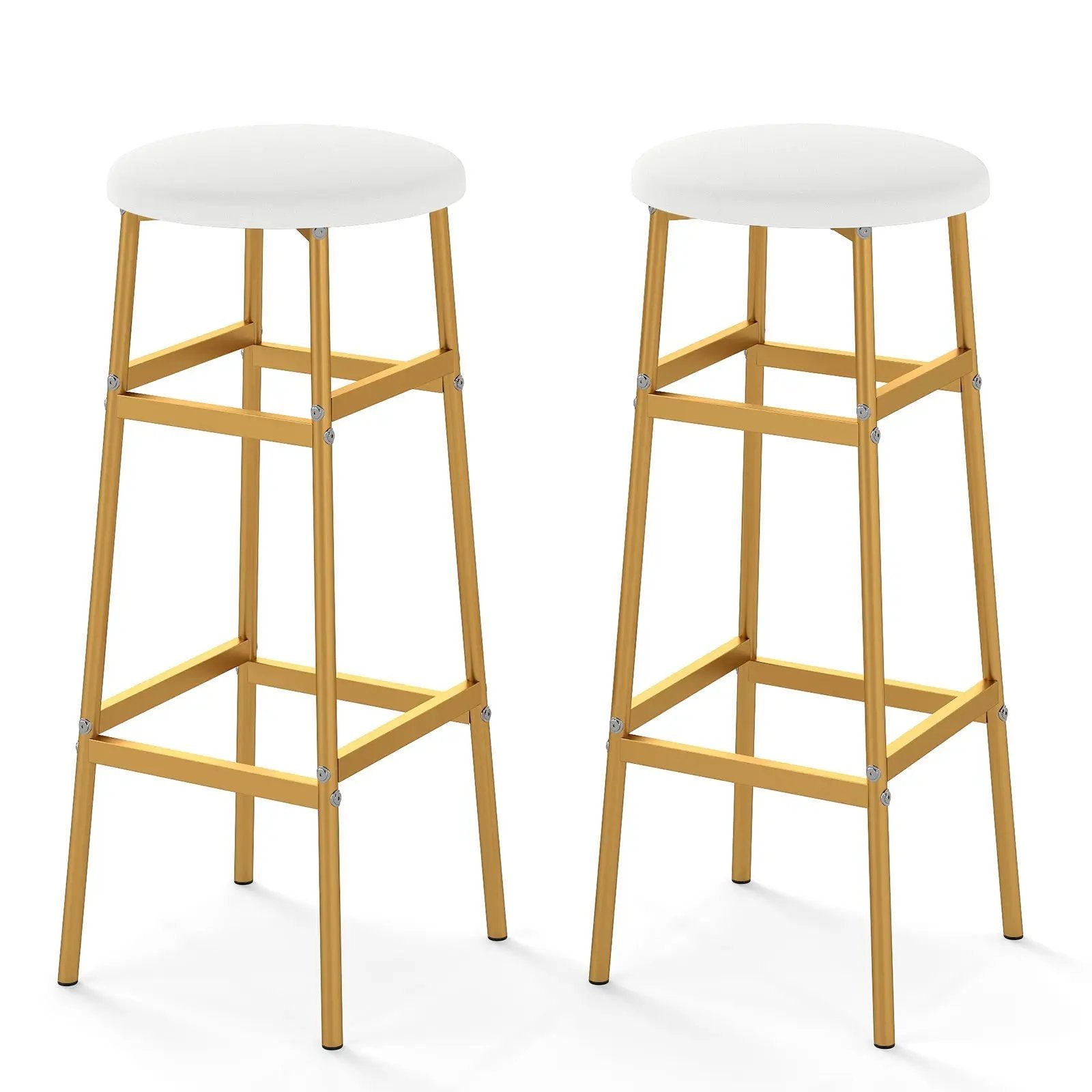 Bar Stools Set of 2 with Sturdy Metal Frame and Footrest by DirectDeals