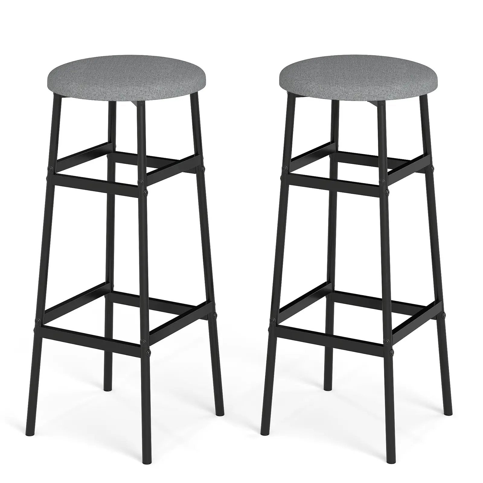 Bar Stools Set of 2 with Sturdy Metal Frame and Footrest by DirectDeals