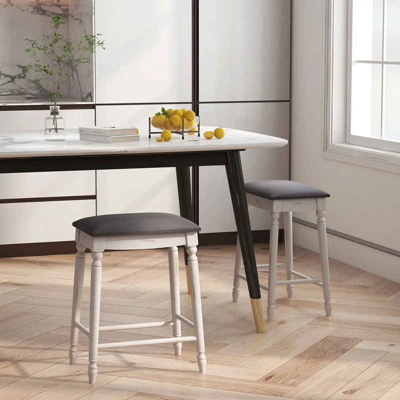 29 Inch Bar Stool Set of 2 with Padded Seat Cushions and Wood Legs-29 inches by DirectDeals