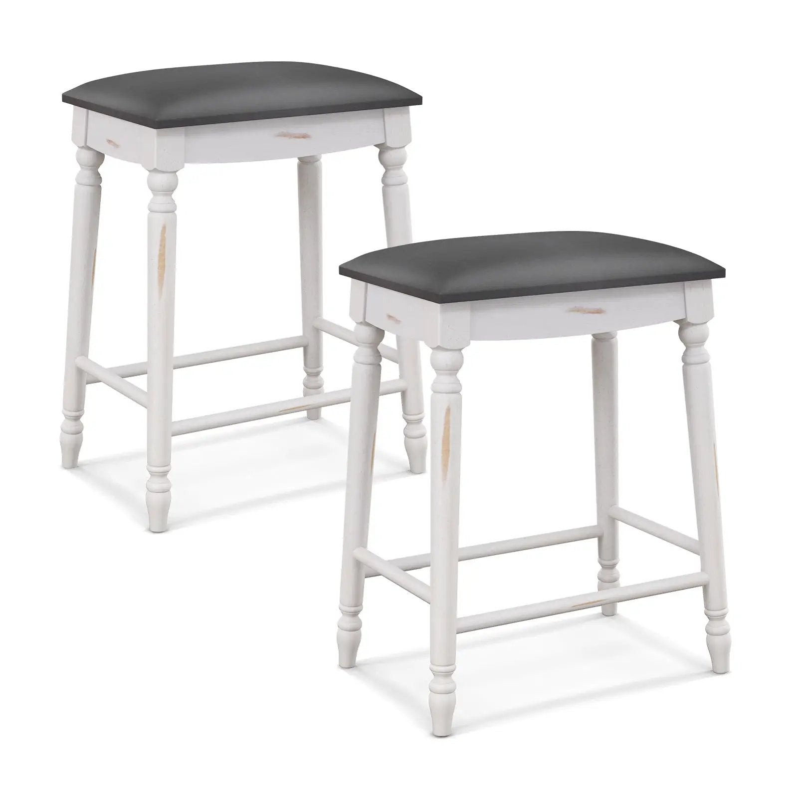 29 Inch Bar Stool Set of 2 with Padded Seat Cushions and Wood Legs-29 inches by DirectDeals