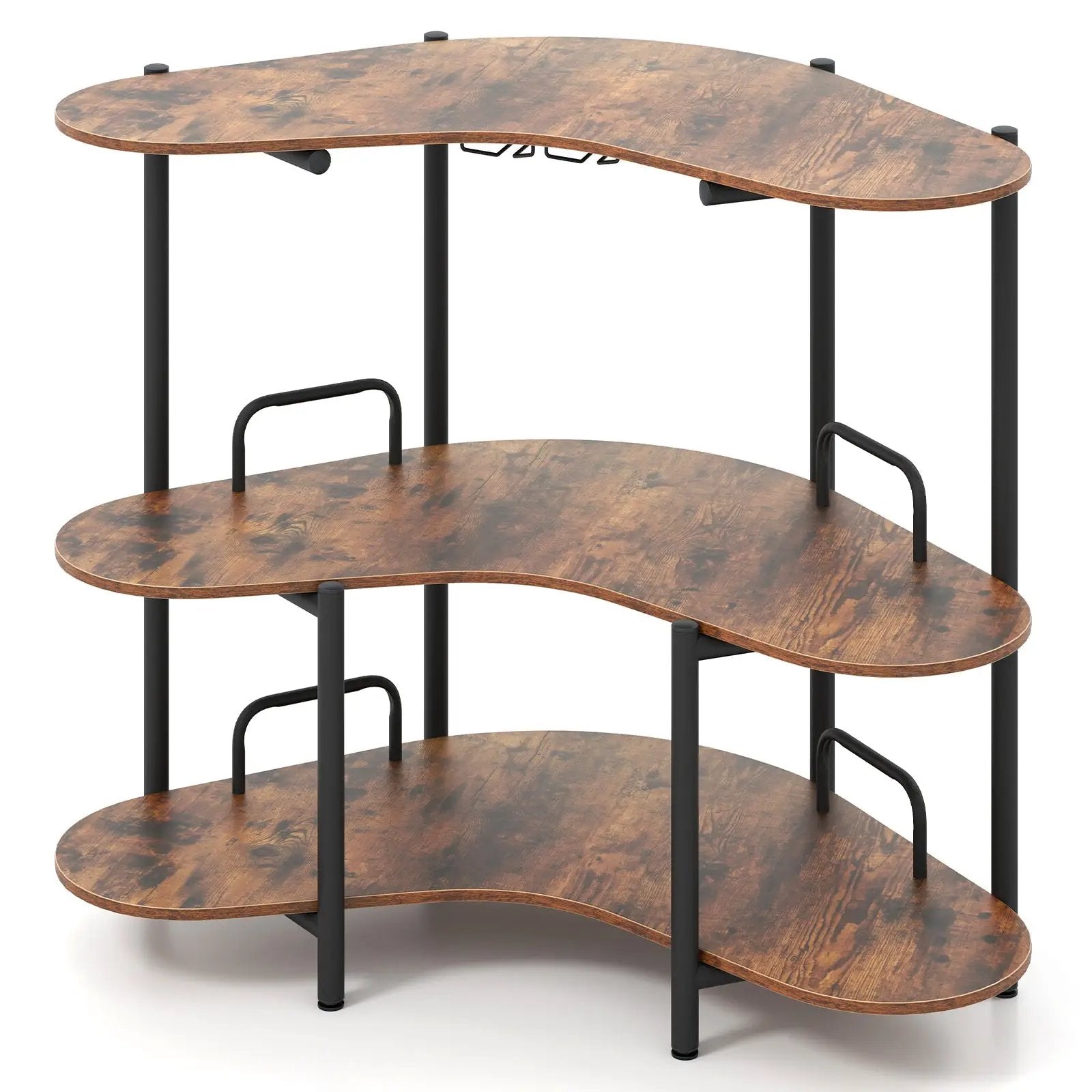 3-Tier Liquor Bar Table with Stemware Racks and Storage Shelves by DirectDeals