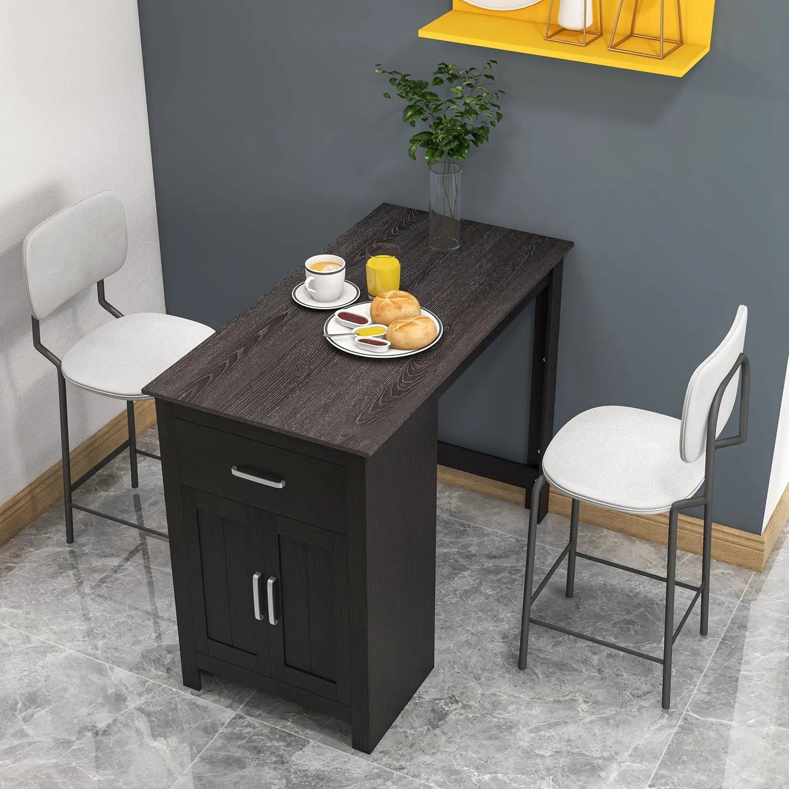 Counter Height Bar Table with Storage Cabinet and Drawer by DirectDeals