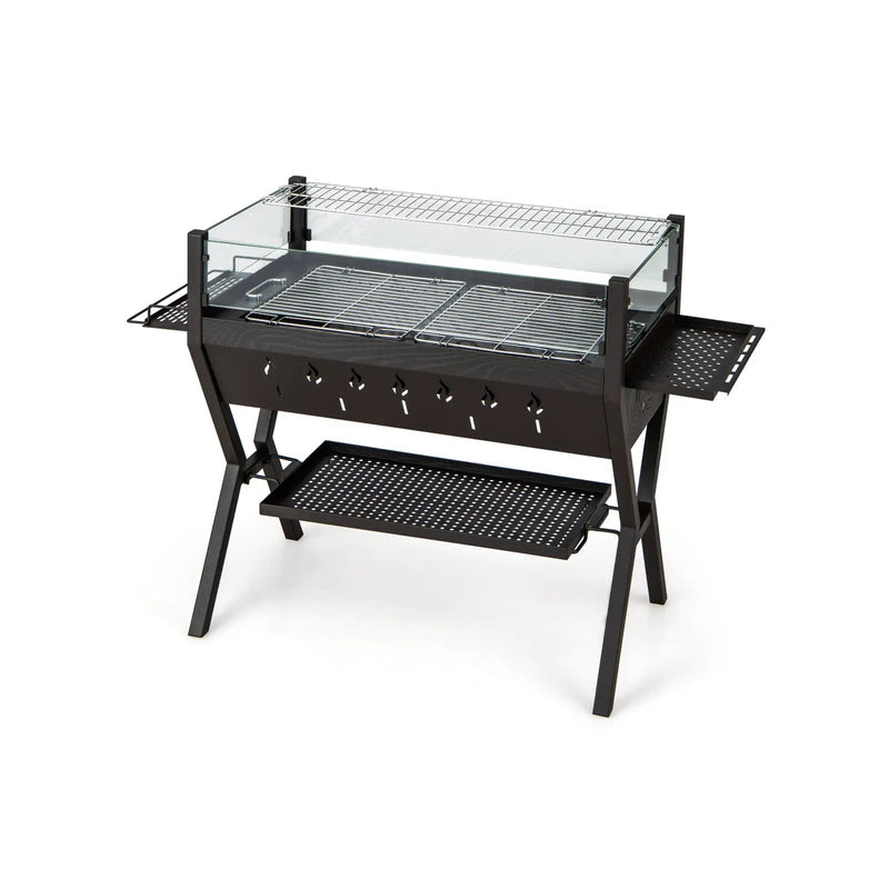 Barbecue Charcoal Grills with Wind Guard Seasoning Racks-Black by DirectDeals
