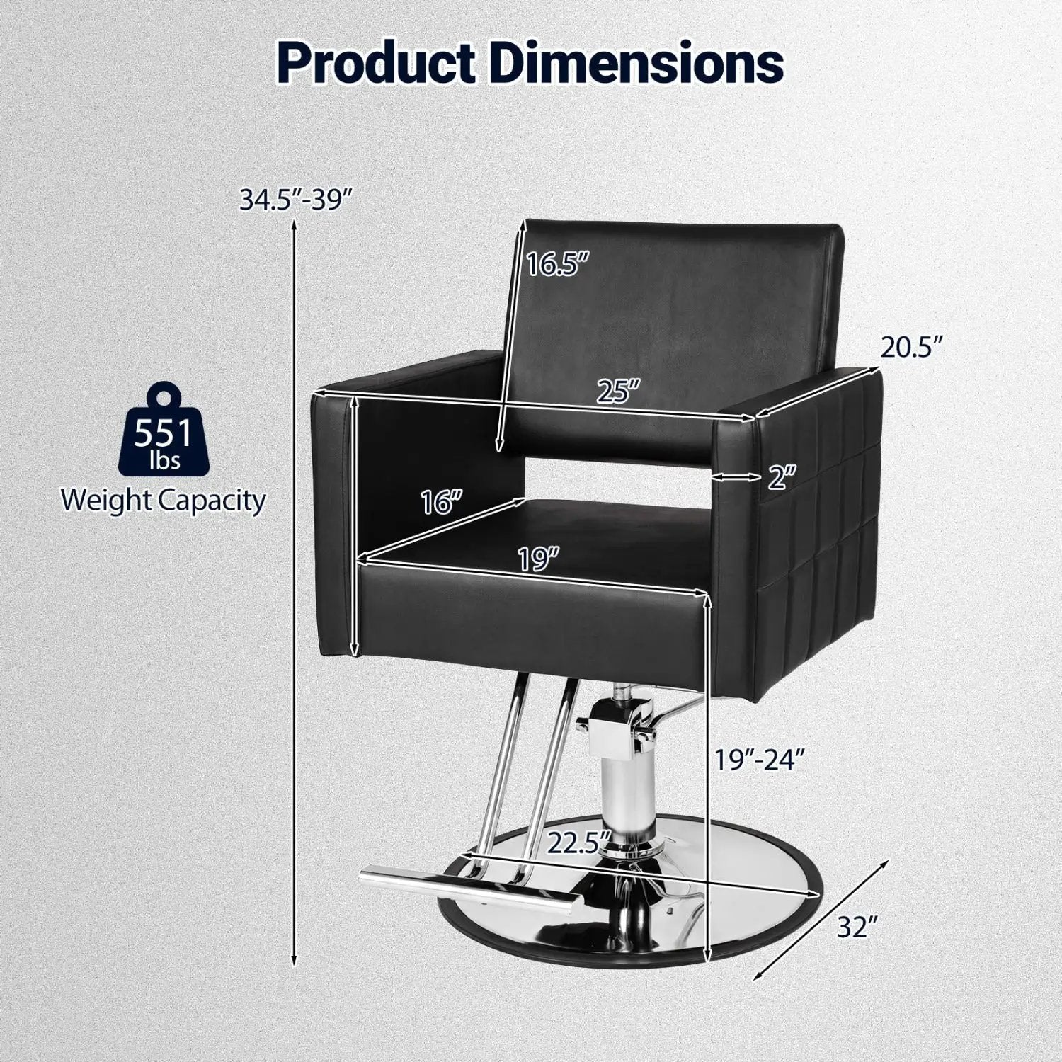 Hydraulic Salon Chair with Adjustable Height & 360° Swivel by DirectDeals