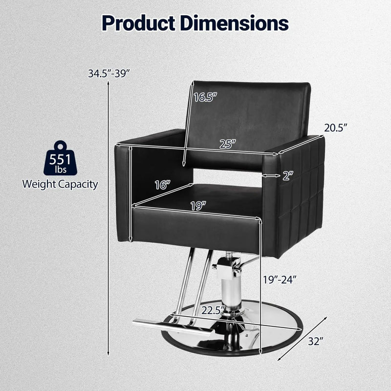 Hydraulic Salon Chair with Adjustable Height & 360° Swivel by DirectDeals