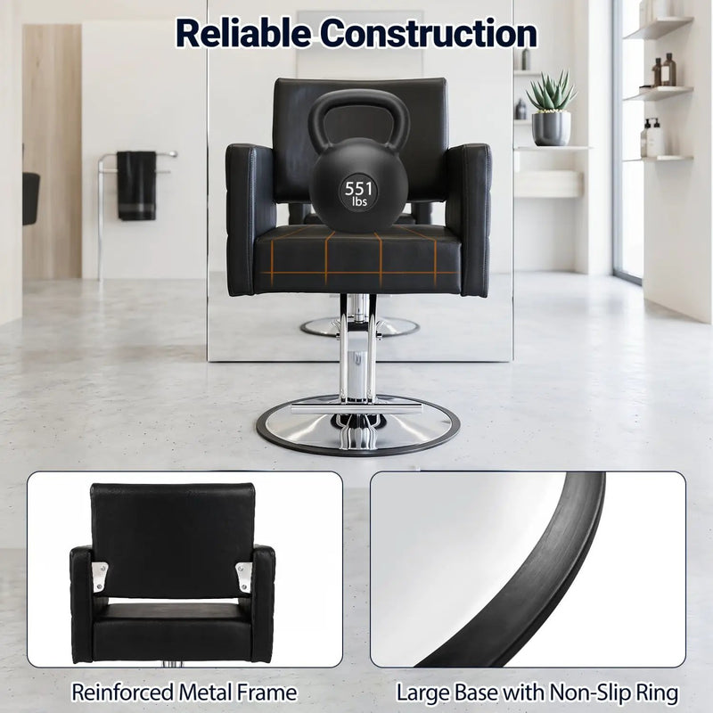 Hydraulic Salon Chair with Adjustable Height & 360° Swivel by DirectDeals