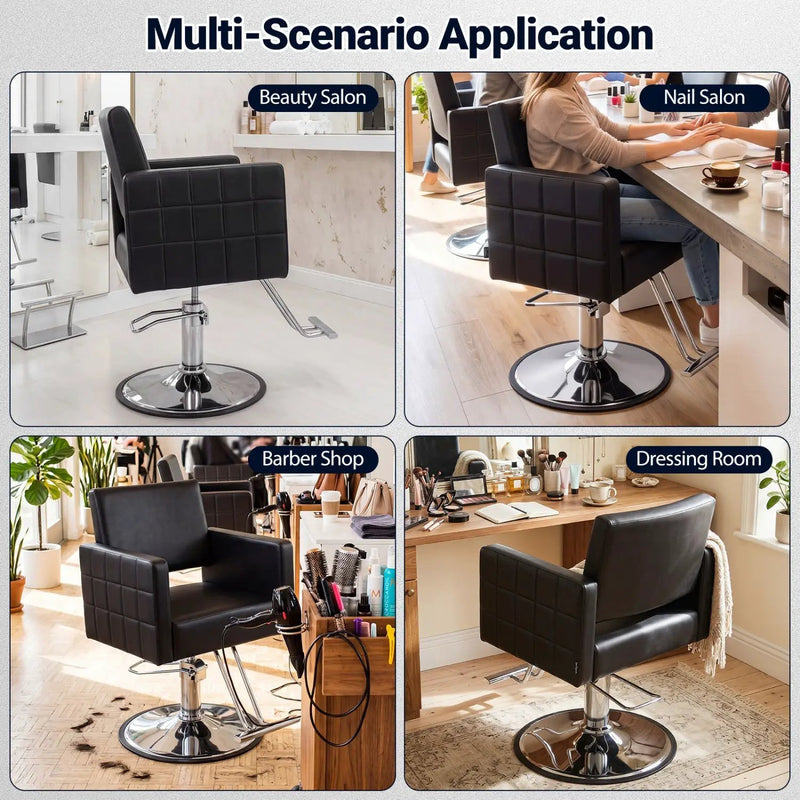 Hydraulic Salon Chair with Adjustable Height & 360° Swivel by DirectDeals