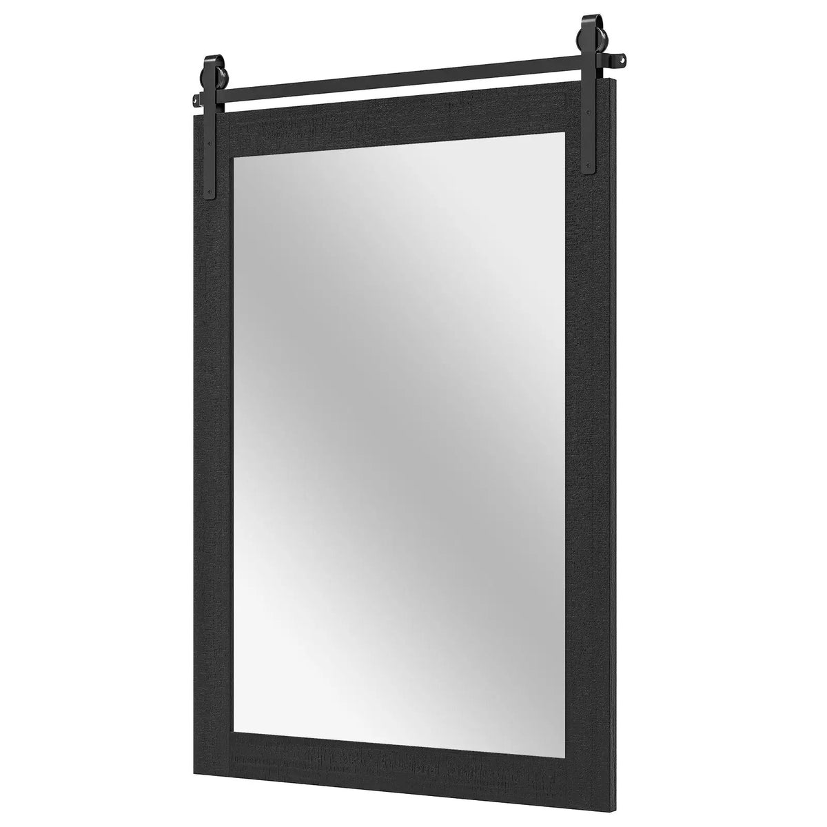 Rustic Wood Frame Barn Door Style Farmhouse Wall Mirror, photo 11 of 32