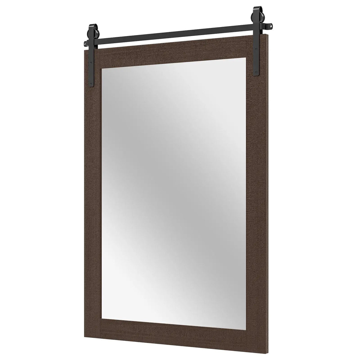 Rustic Wood Frame Barn Door Style Farmhouse Wall Mirror, photo 13 of 32
