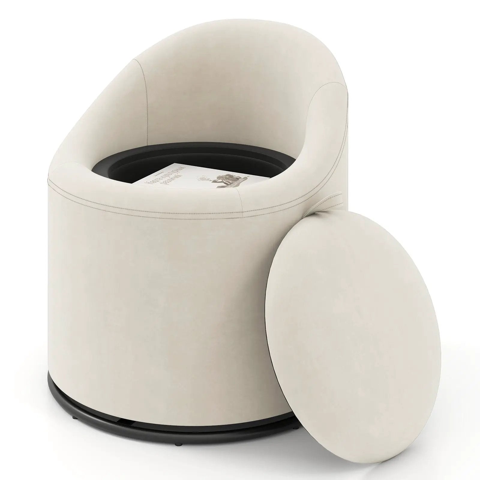 Barrel Chair with Storage 360¬∞ Swivel Upholstered Vanity Chair by DirectDeals