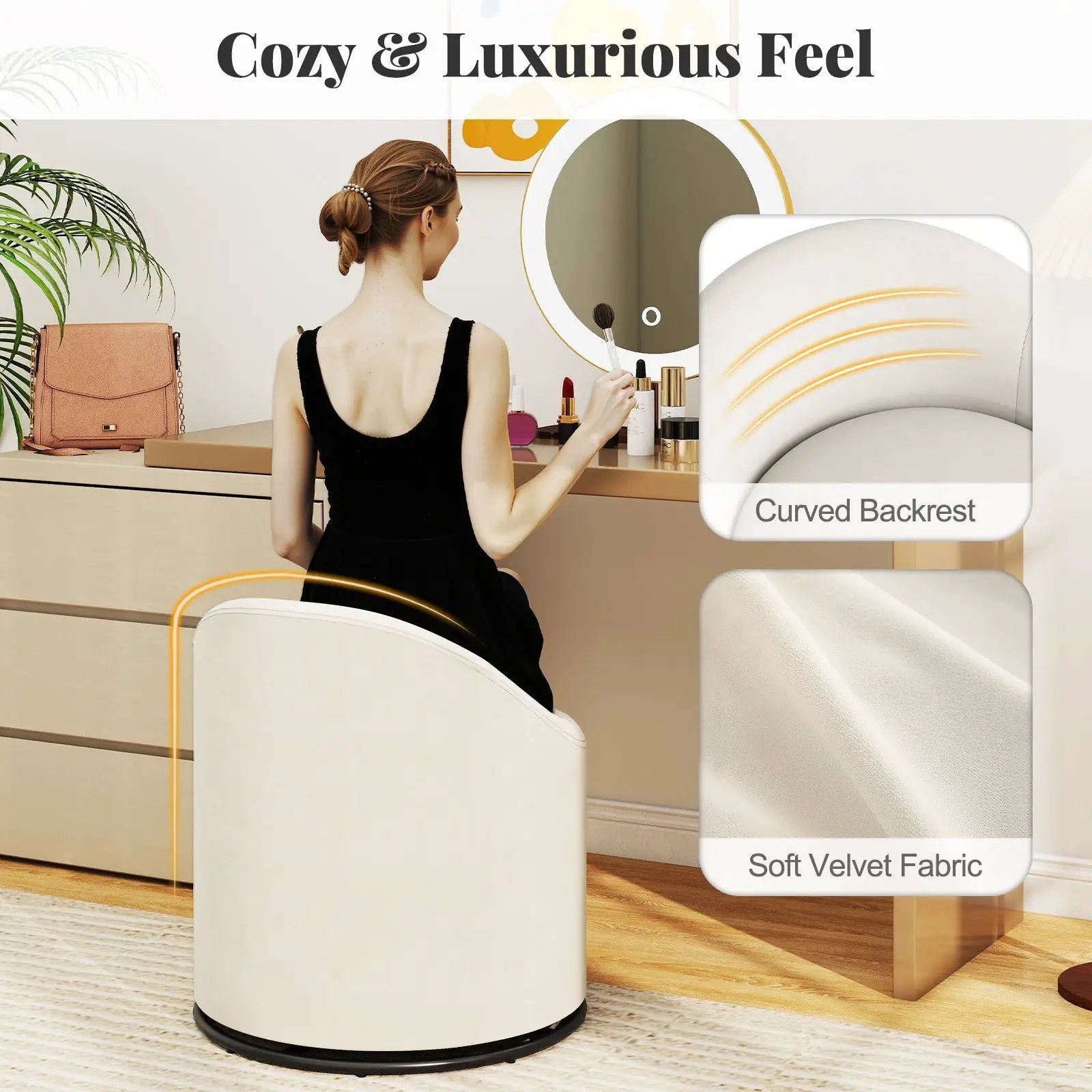 Barrel Chair with Storage 360¬∞ Swivel Upholstered Vanity Chair by DirectDeals