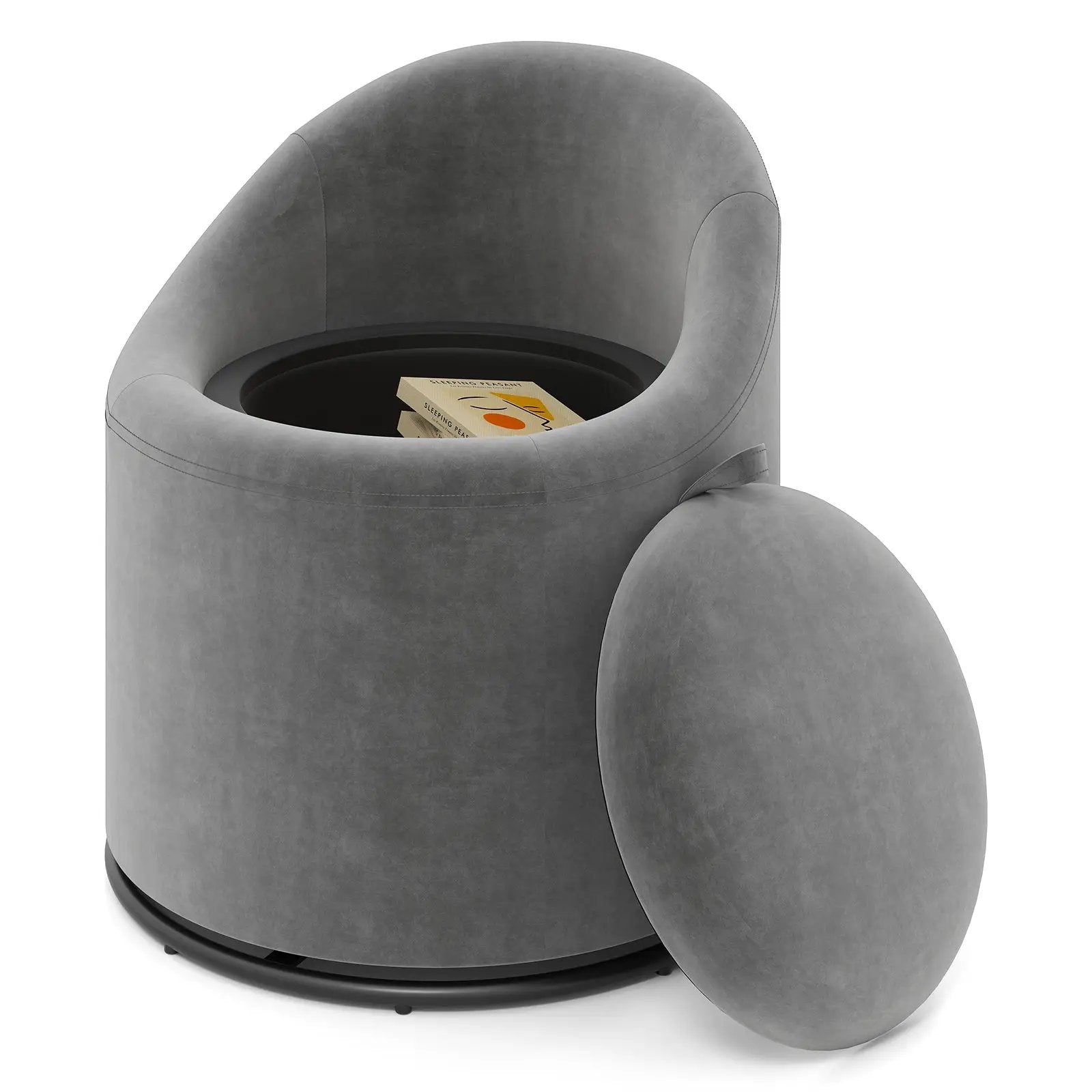 Barrel Chair with Storage 360¬∞ Swivel Upholstered Vanity Chair by DirectDeals