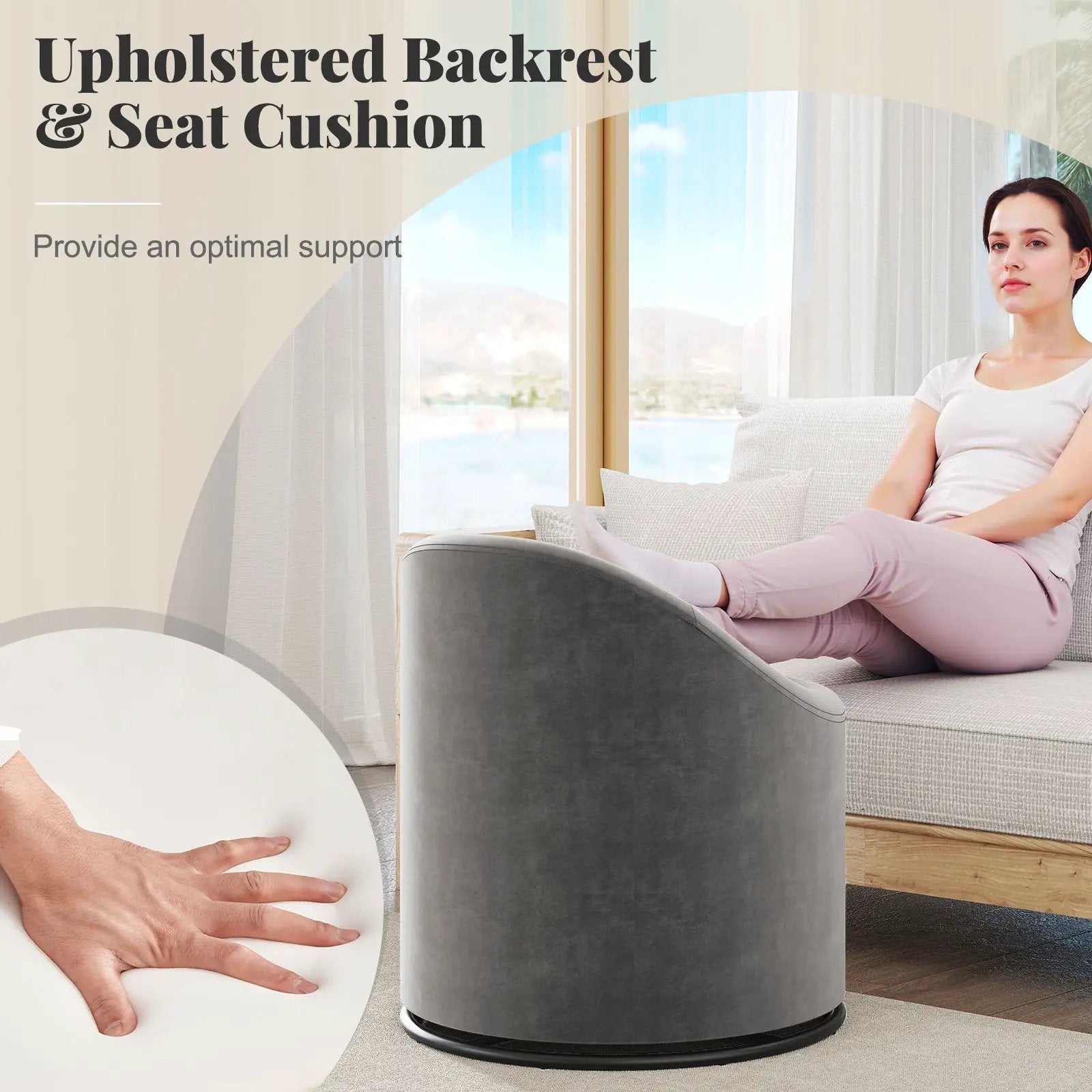 Barrel Chair with Storage 360¬∞ Swivel Upholstered Vanity Chair by DirectDeals