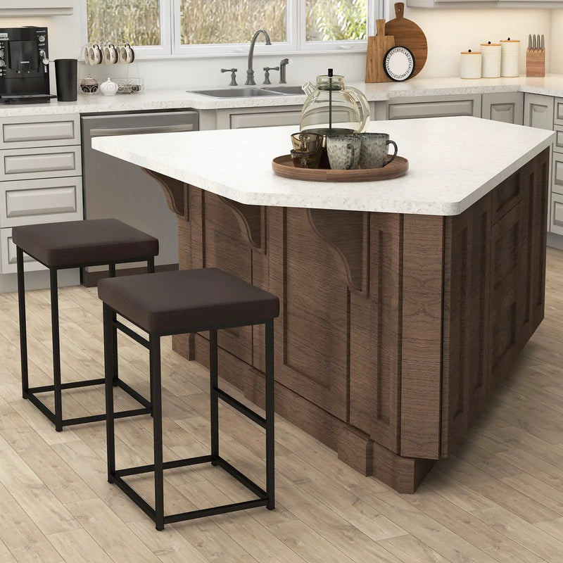 30 Inch Barstools Set of 2 with PU Leather Cover by DirectDeals