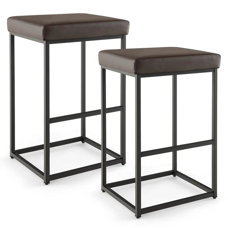 30 Inch Barstools Set of 2 with PU Leather Cover by DirectDeals