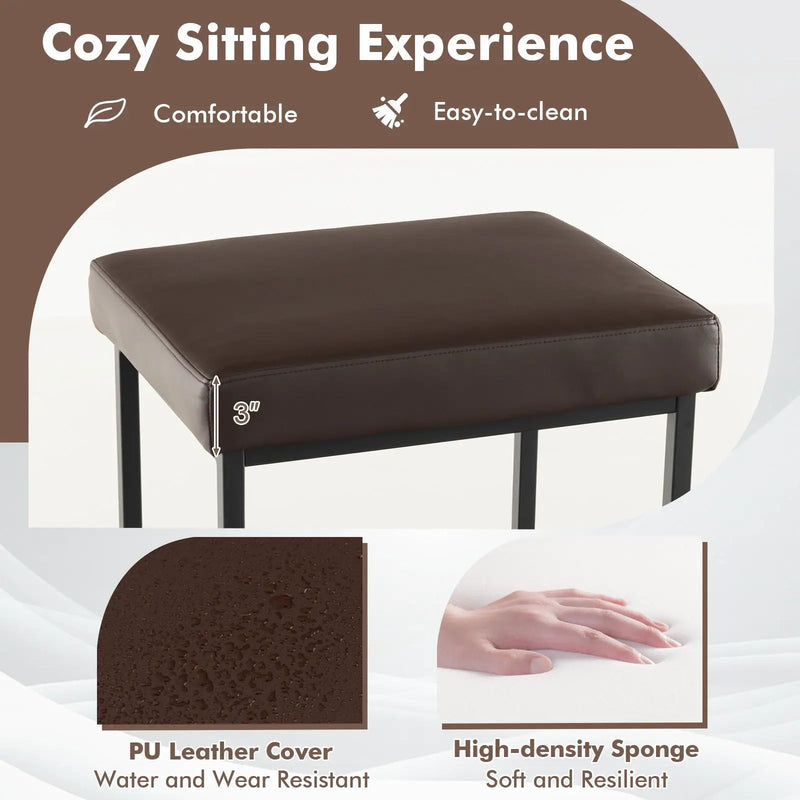 30 Inch Barstools Set of 2 with PU Leather Cover by DirectDeals