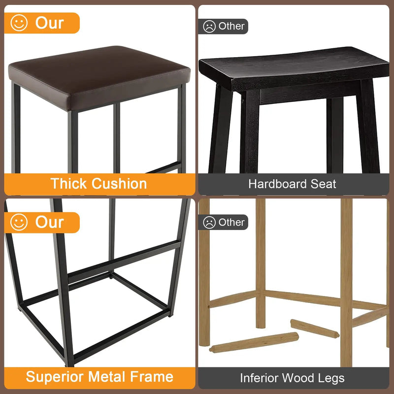 30 Inch Barstools Set of 2 with PU Leather Cover by DirectDeals