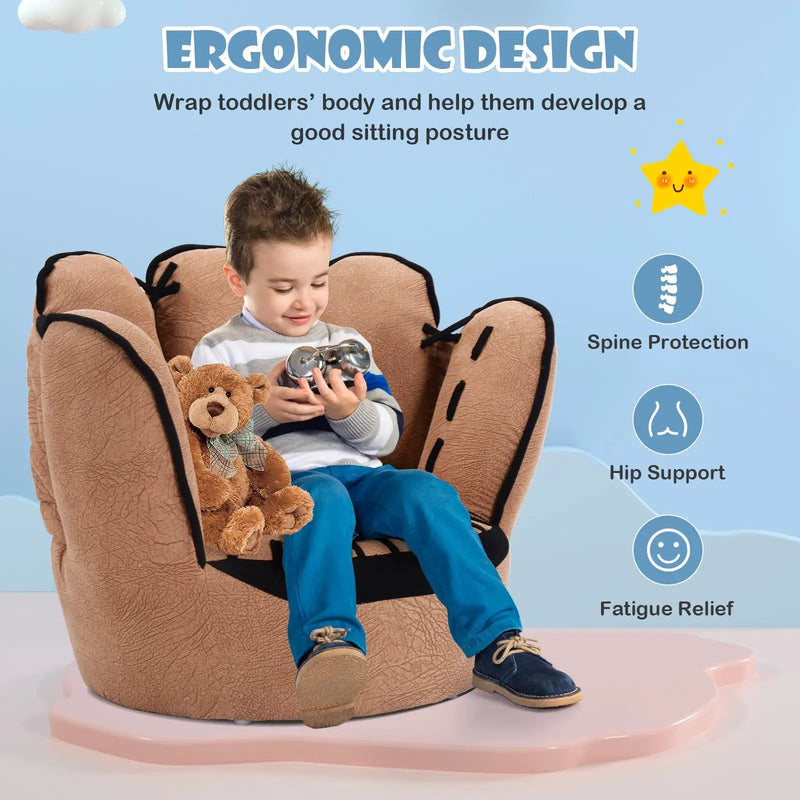 Household Five Fingers Baseball Glove Shaped Kids Leisure Upholstered Sofa by DirectDeals