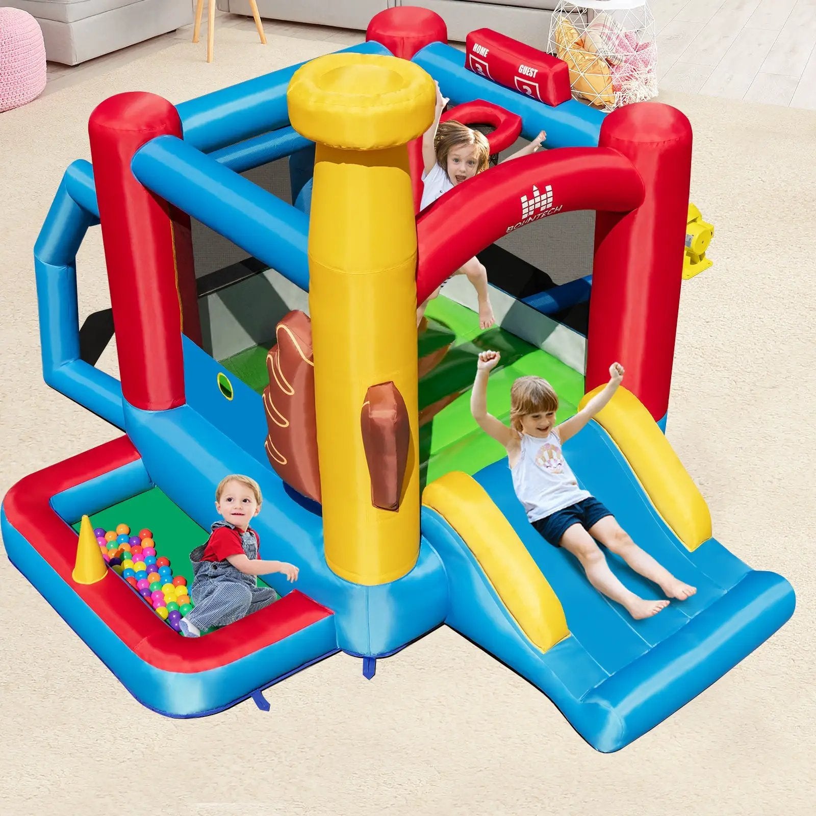 Baseball Themed Inflatable Bounce House with Ball Pit and Ocean Balls with 735W Blower by DirectDeals