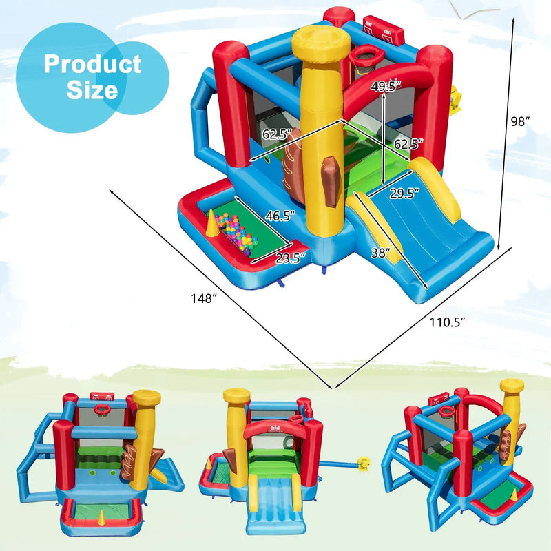 Baseball Themed Inflatable Bounce House with Ball Pit and Ocean Balls with 735W Blower by DirectDeals