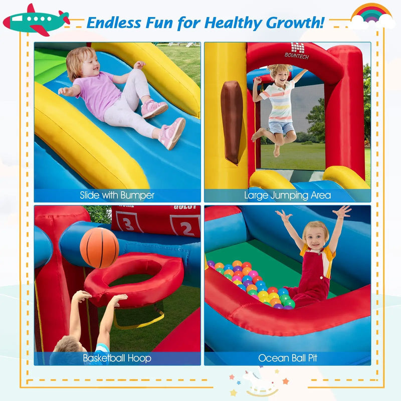 Baseball Themed Inflatable Bounce House with Ball Pit and Ocean Balls with 735W Blower by DirectDeals