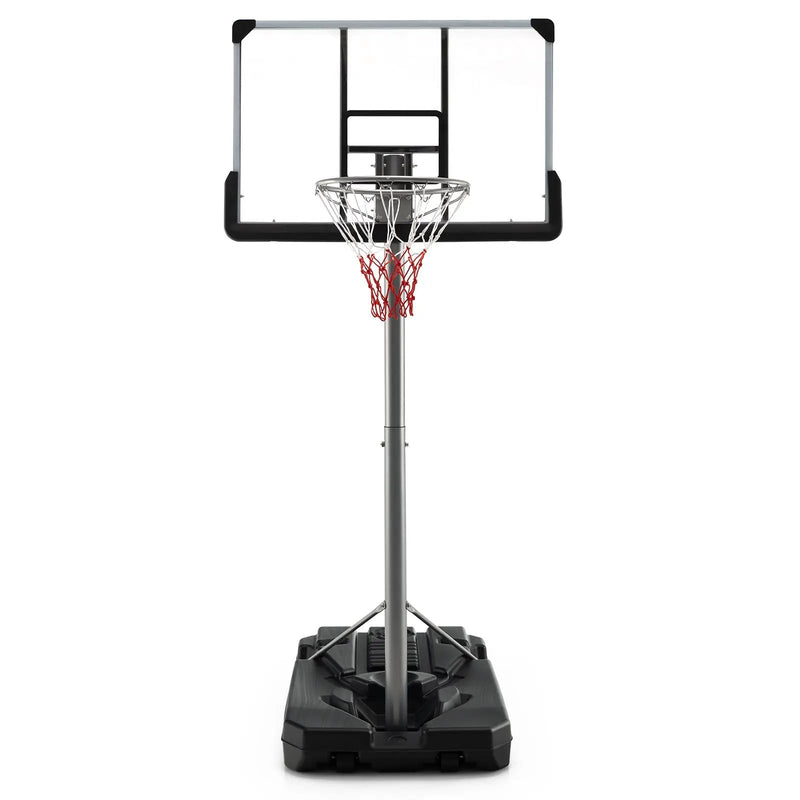 Basketball Hoop with 5.4-6.6FT Adjustable Height and 50 Inch Backboard-Black by DirectDeals