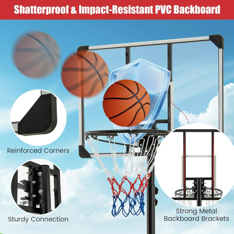 5.8-6.8 FT Basketball Hoop Height Adjustable Basketball System with Wheels and Fillable Base by DirectDeals