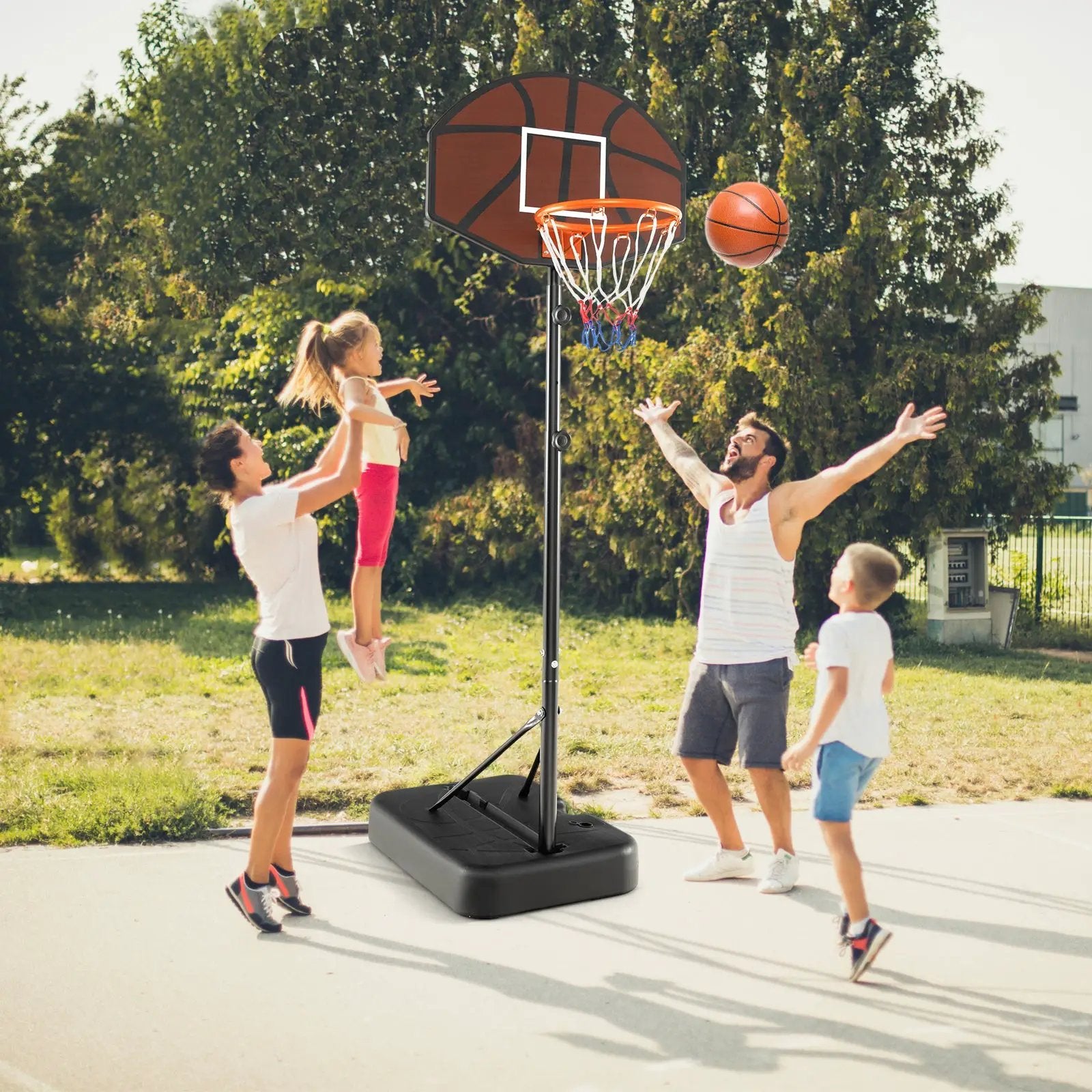 Basketball Hoop 5.6-6.5 FT Height Adjustable for Kids with Shatterproof Backboard by DirectDeals