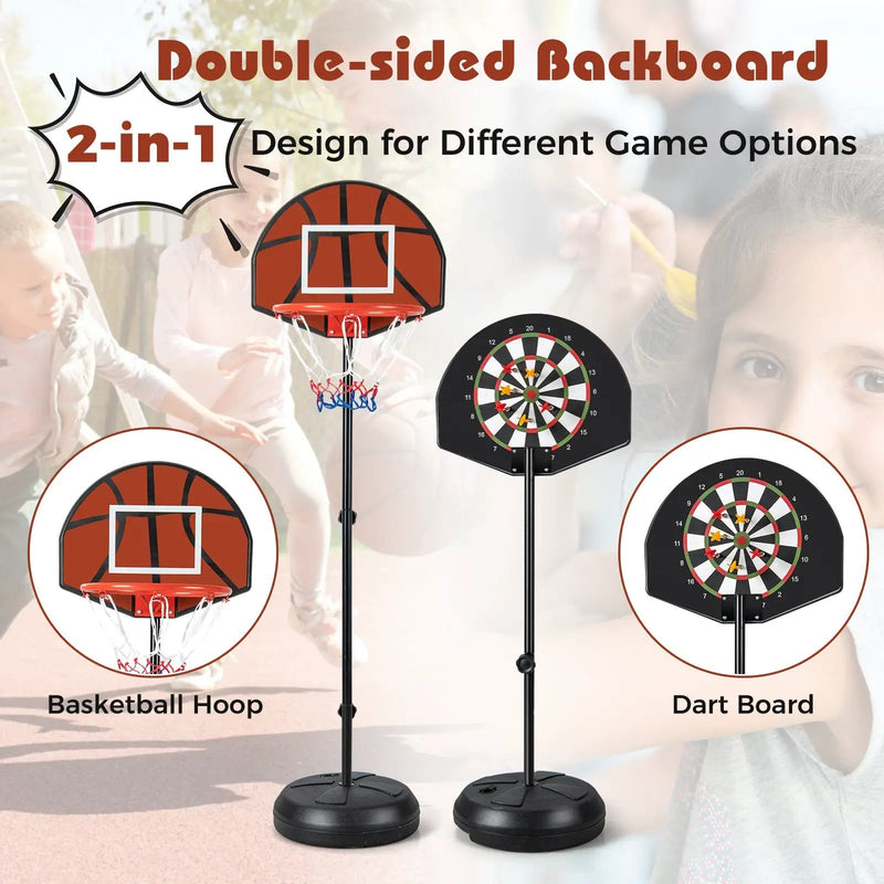 2-in-1 Height Adjustable Kids Basketball Hoop with Dart Board by DirectDeals
