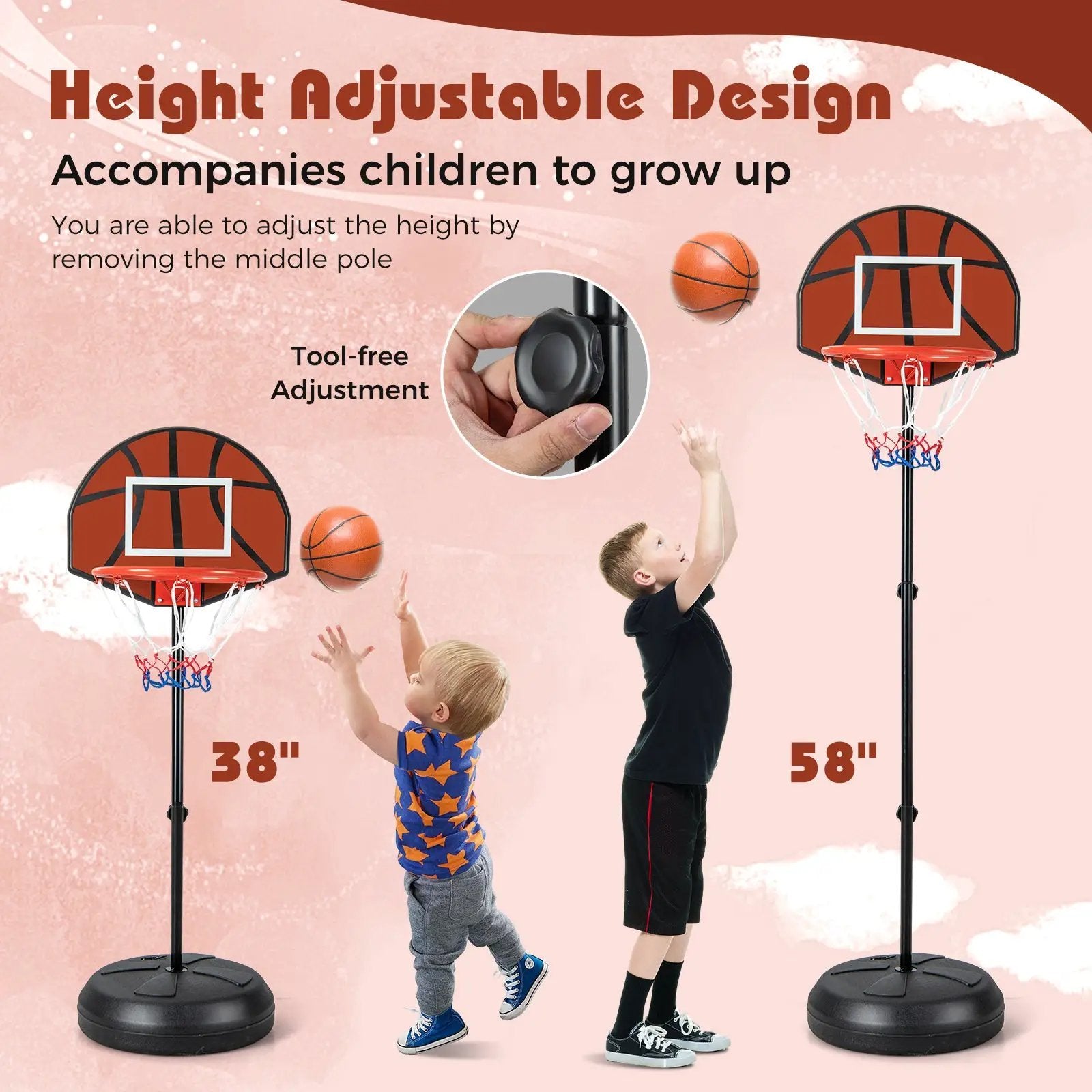 2-in-1 Height Adjustable Kids Basketball Hoop with Dart Board by DirectDeals