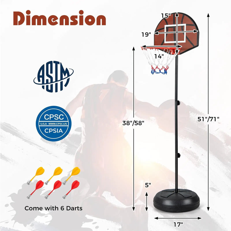 2-in-1 Height Adjustable Kids Basketball Hoop with Dart Board by DirectDeals
