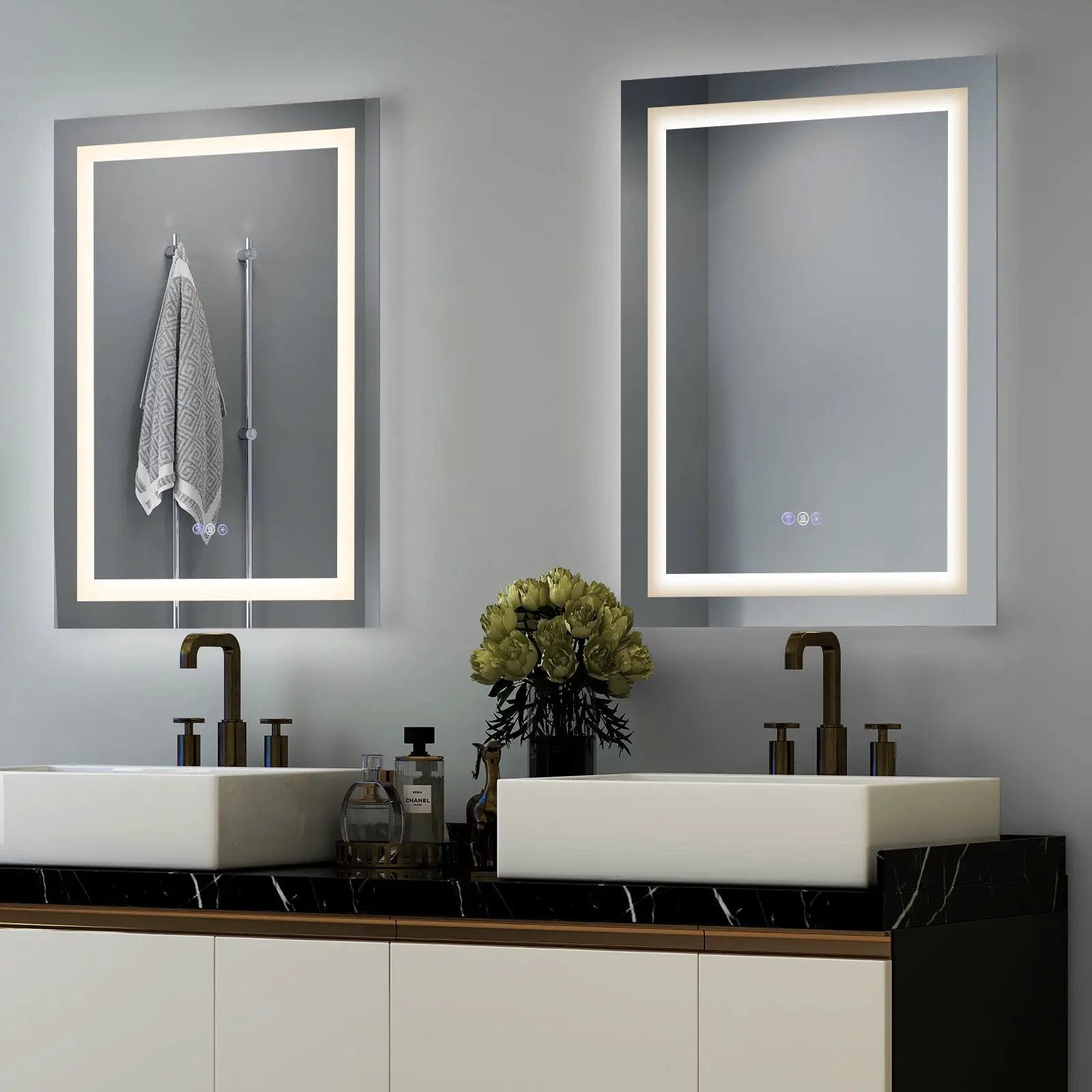 32 Inch x 24 Inch Bathroom Anti-Fog Wall Mirror with Colorful Light by DirectDeals
