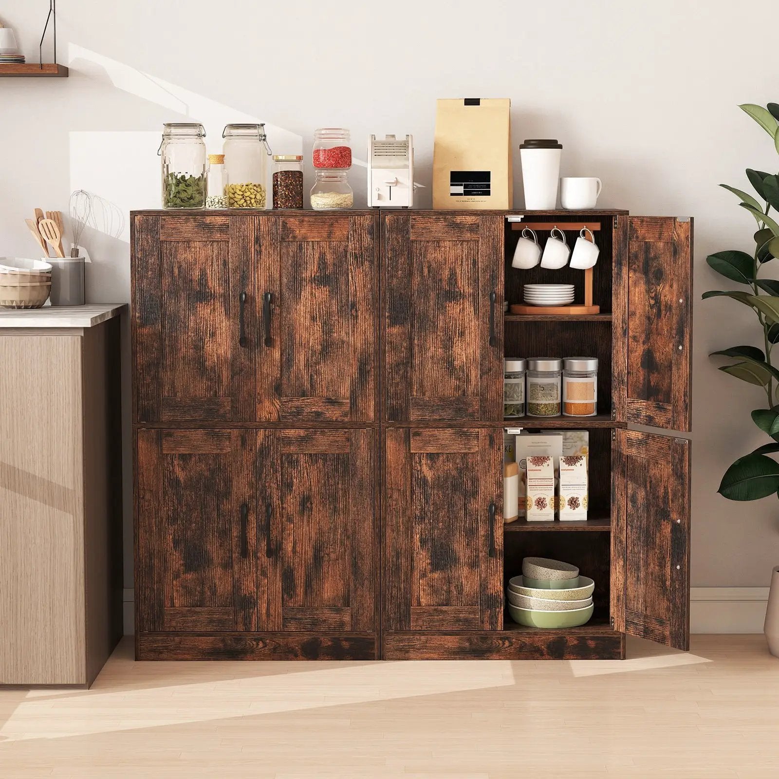 Bathroom Cabinet 43.5 inch Storage Cabinet with Doors and Adjustable Shelves by DirectDeals