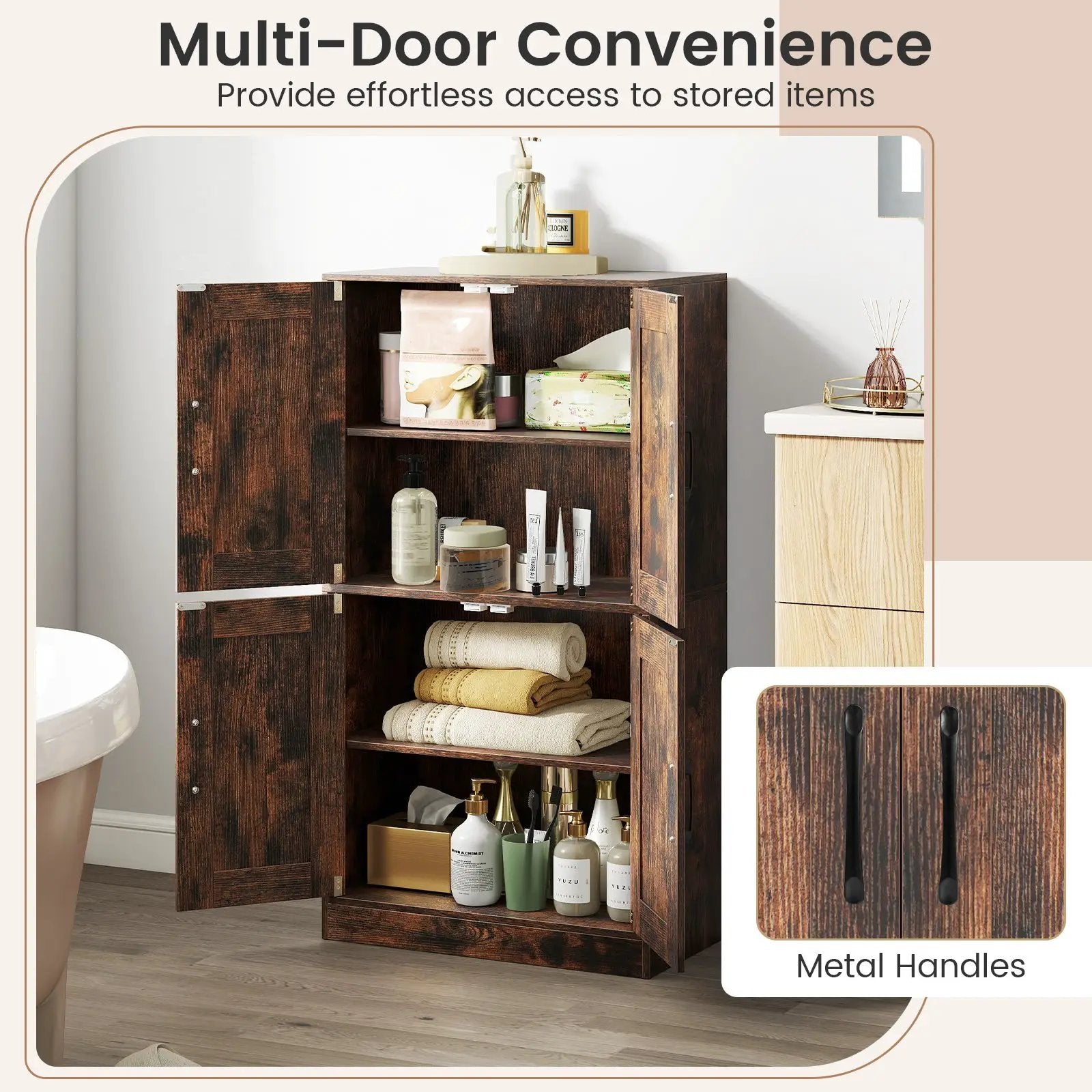 Bathroom Cabinet 43.5 inch Storage Cabinet with Doors and Adjustable Shelves by DirectDeals